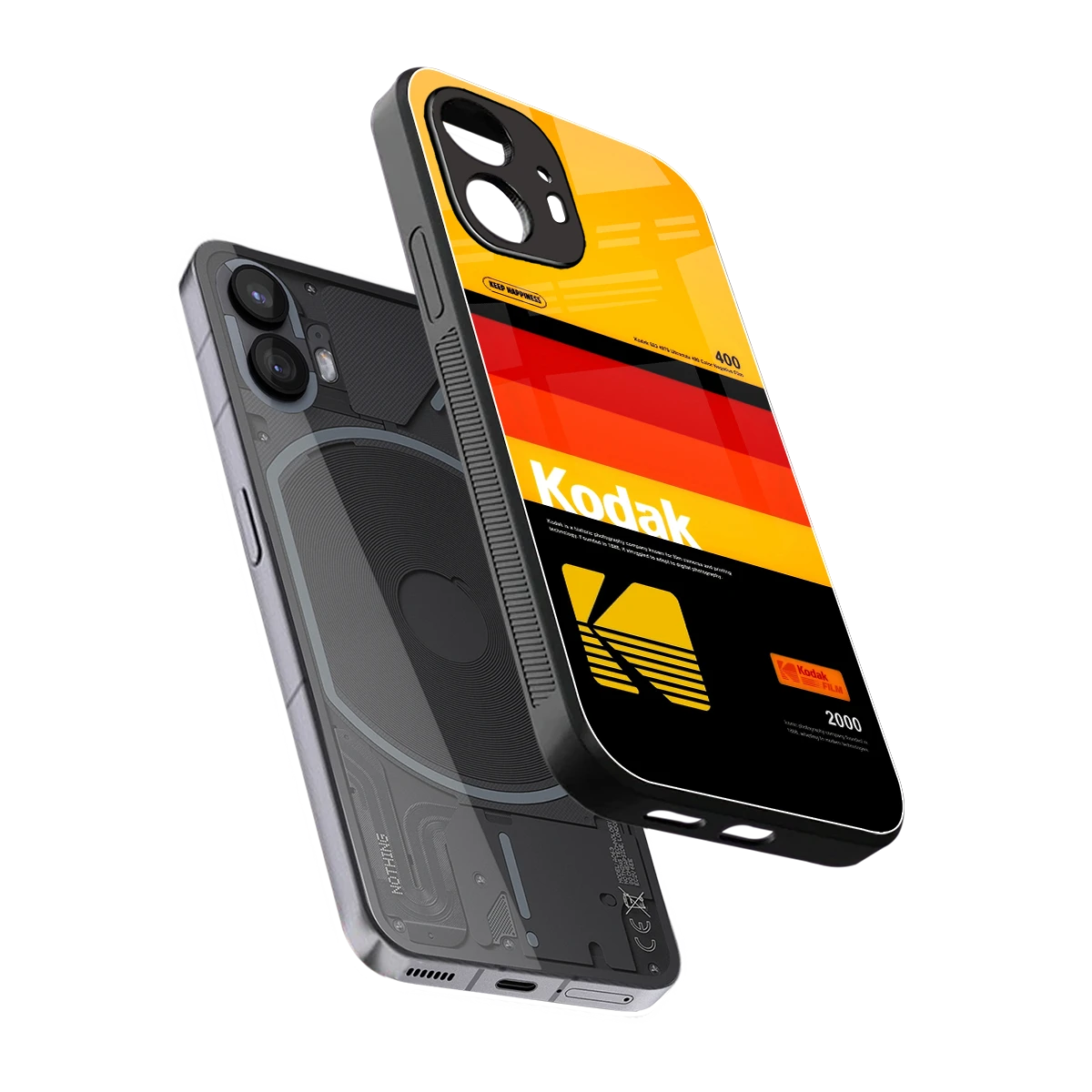 Keep Happiness Yellow sleek nothing phone 2 cover with tempered glass back and TPU edges