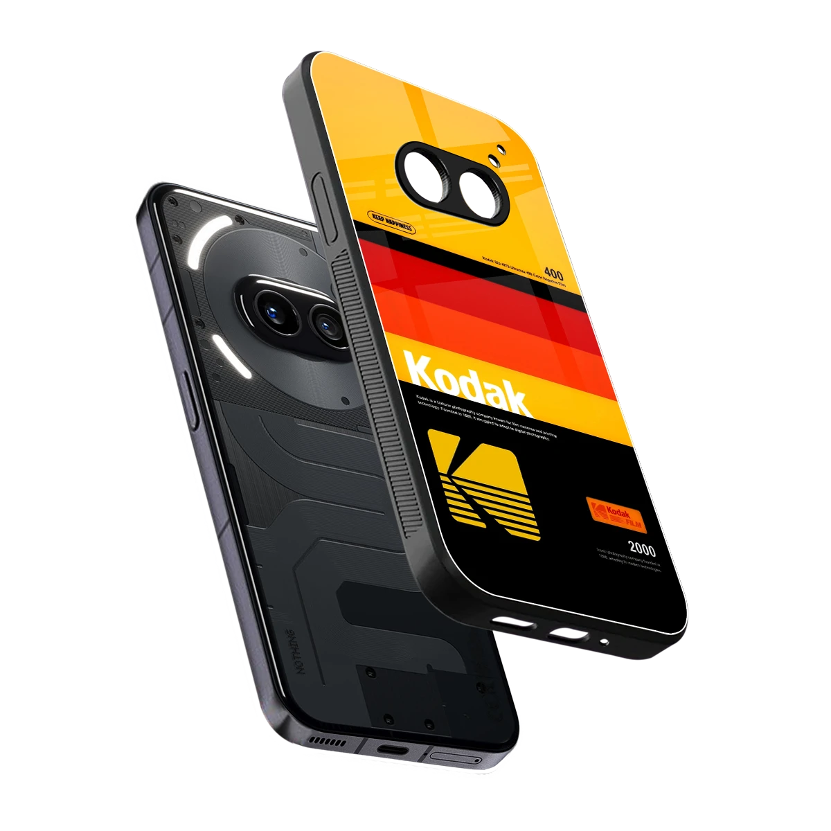 Keep Happiness Yellow sleek nothing phone 2a plus cover with tempered glass back and TPU edges