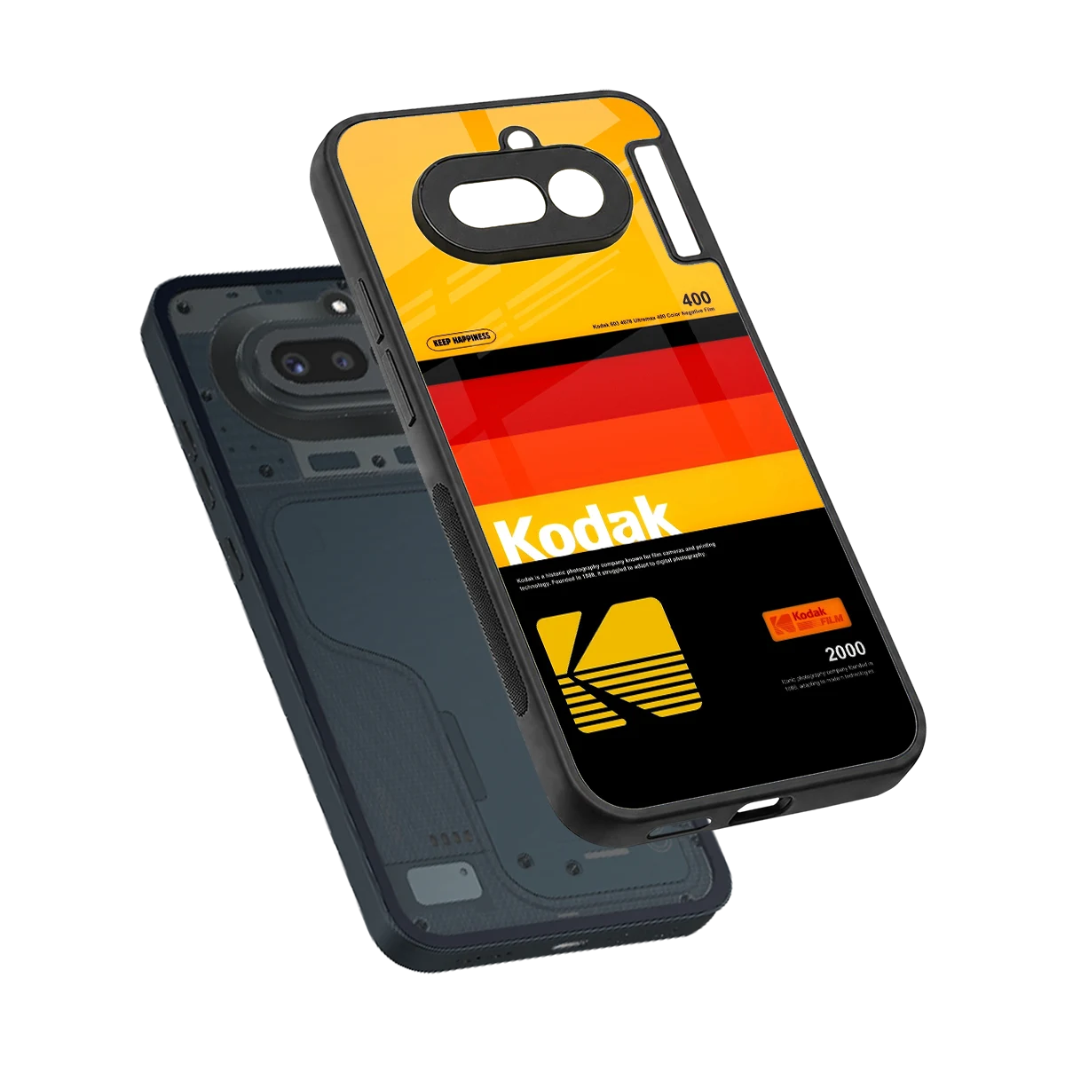 Keep Happiness Yellow sleek nothing phone 4a cover with tempered glass back and TPU edges