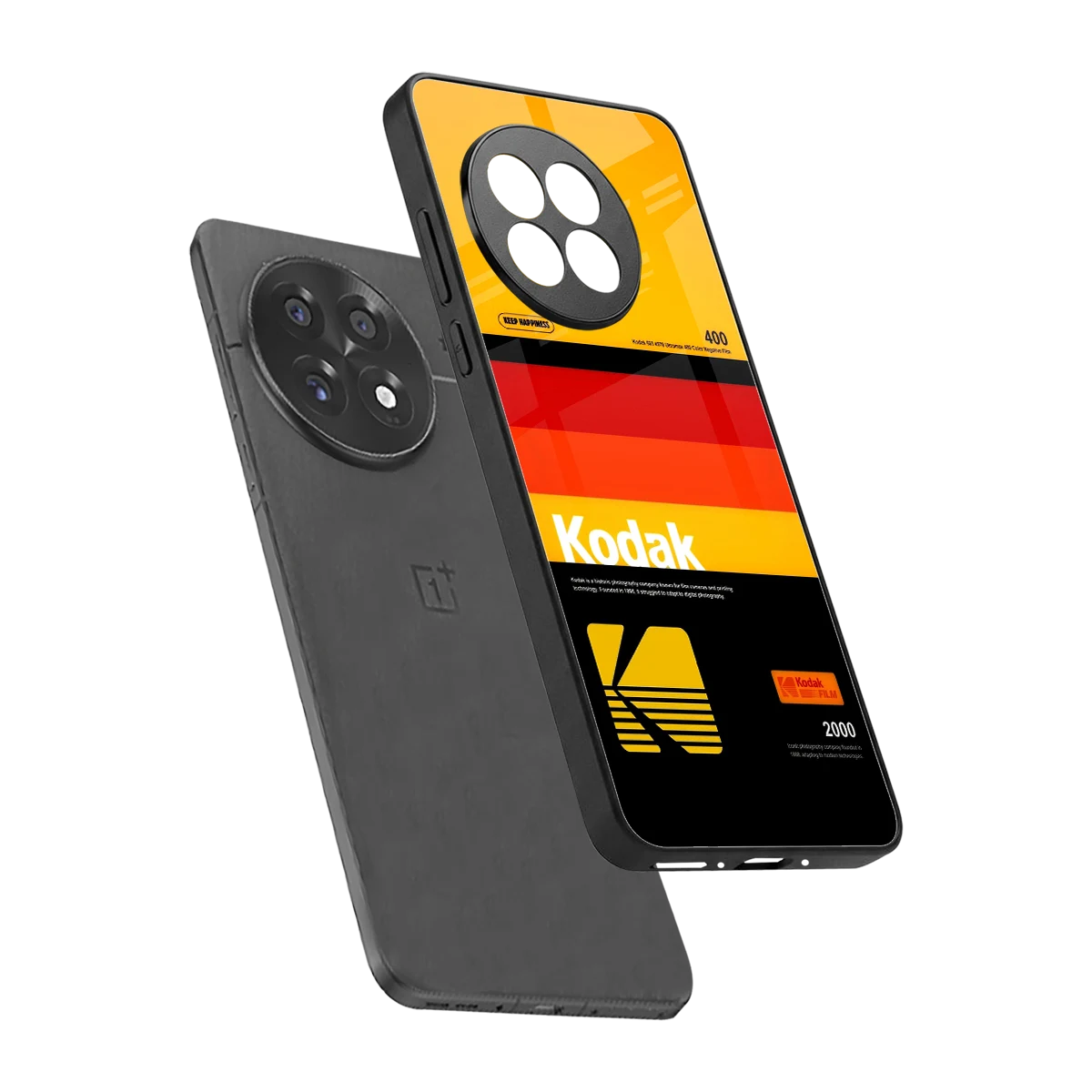 Keep Happiness Yellow sleek oneplus 13r cover with tempered glass back and TPU edges