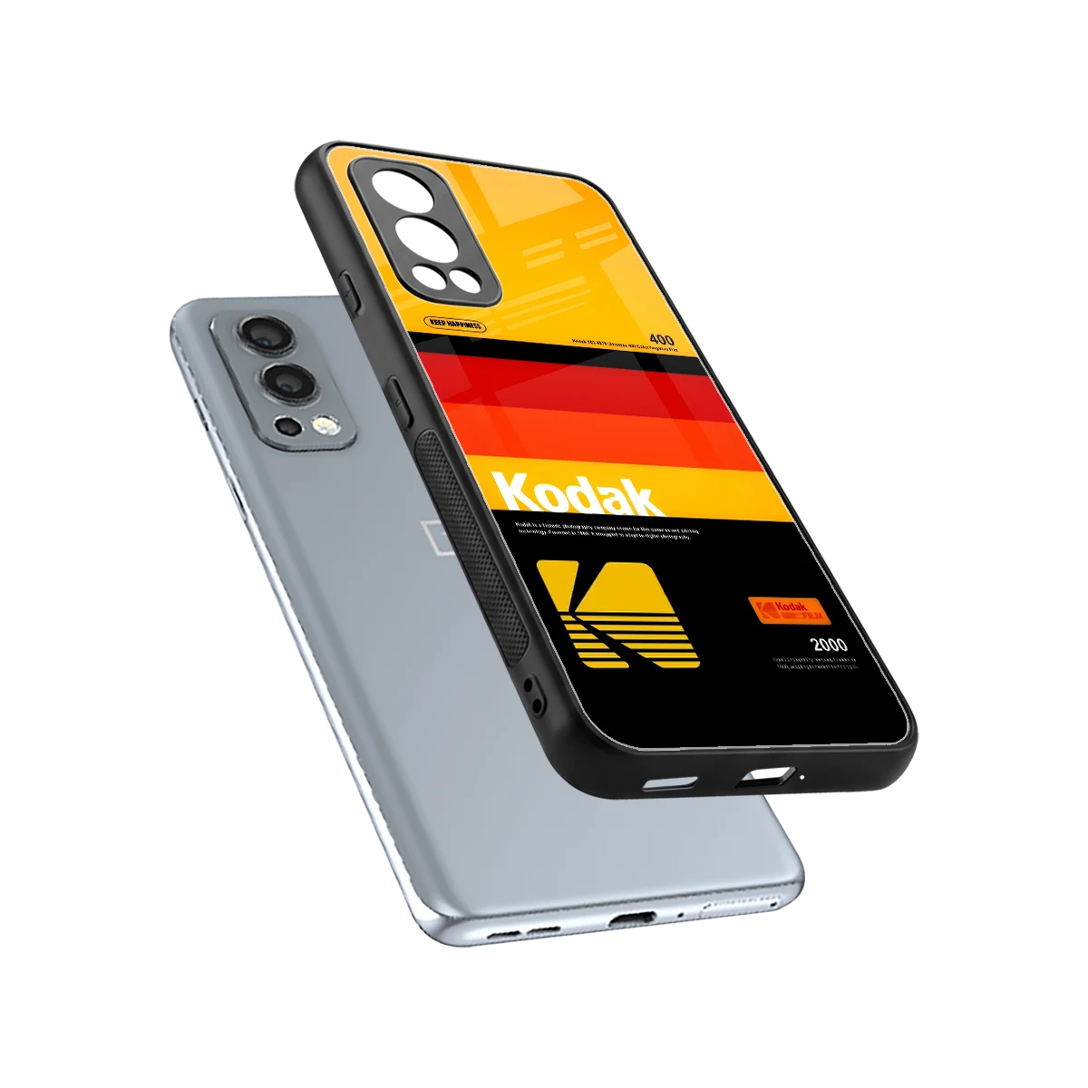 Keep Happiness Yellow sleek oneplus nord 2 cover with tempered glass back and TPU edges
