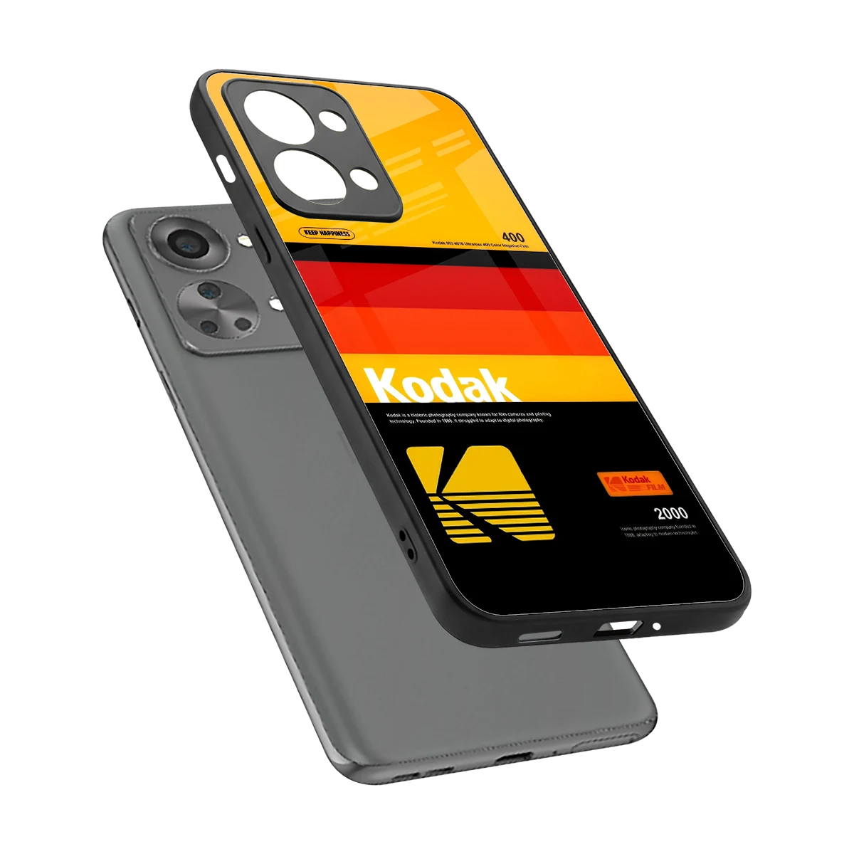 Keep Happiness Yellow sleek oneplus nord 2t cover with tempered glass back and TPU edges