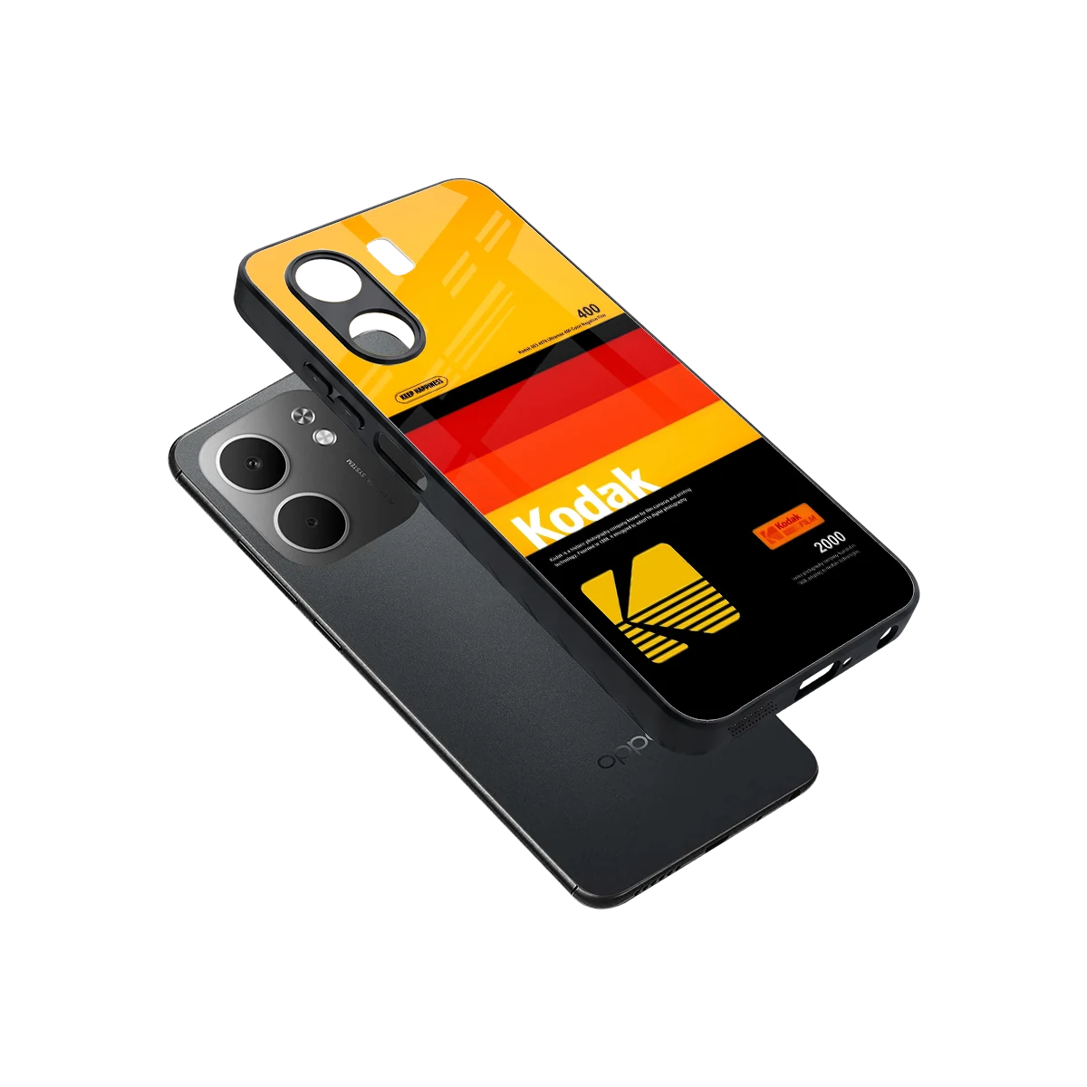 Keep Happiness Yellow sleek oppo a5x 5g cover with tempered glass back and TPU edges