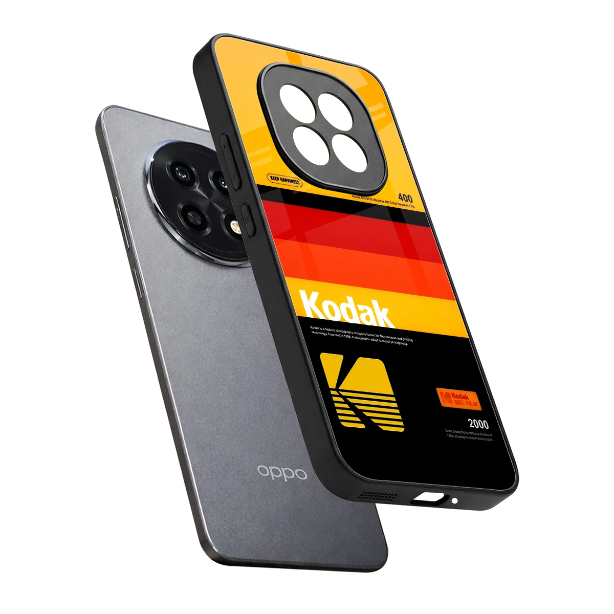 Keep Happiness Yellow sleek oppo f29 pro 5g cover with tempered glass back and TPU edges