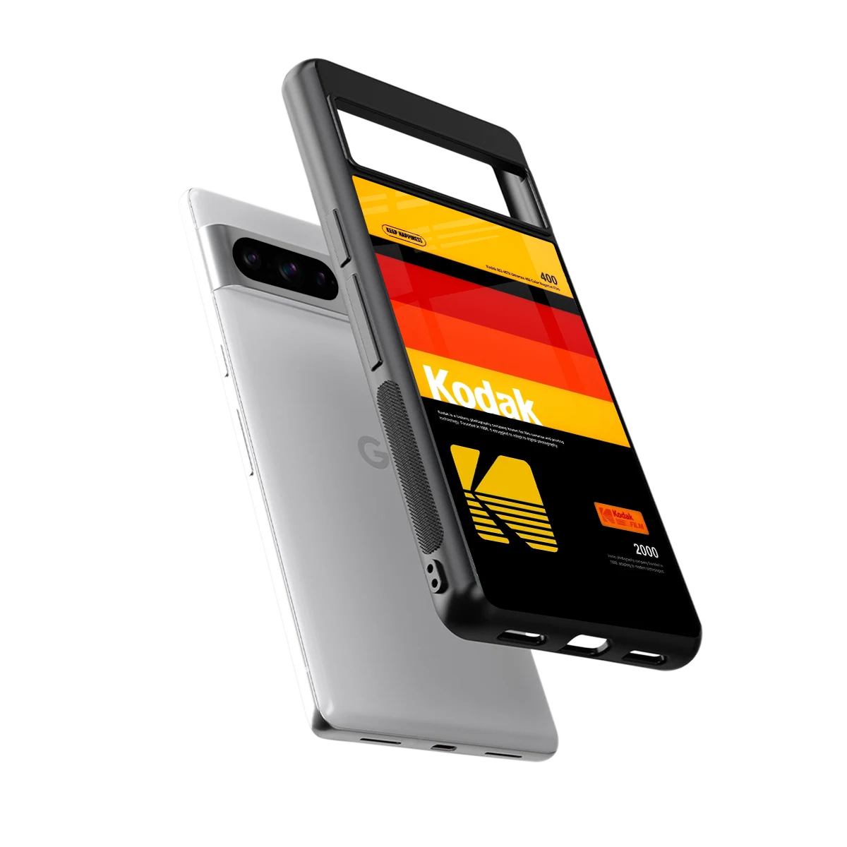 Keep Happiness Yellow sleek google pixel 8 pro cover with tempered glass back and TPU edges