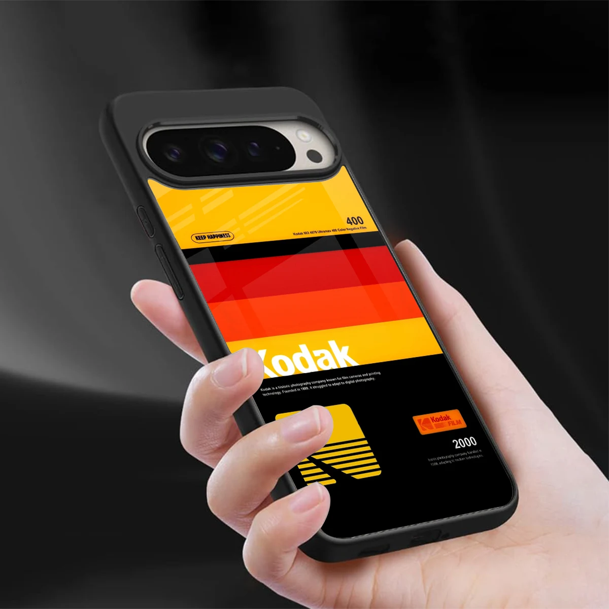 Keep Happiness Yellow sleek google pixel 9 pro xl cover with tempered glass back and TPU edges