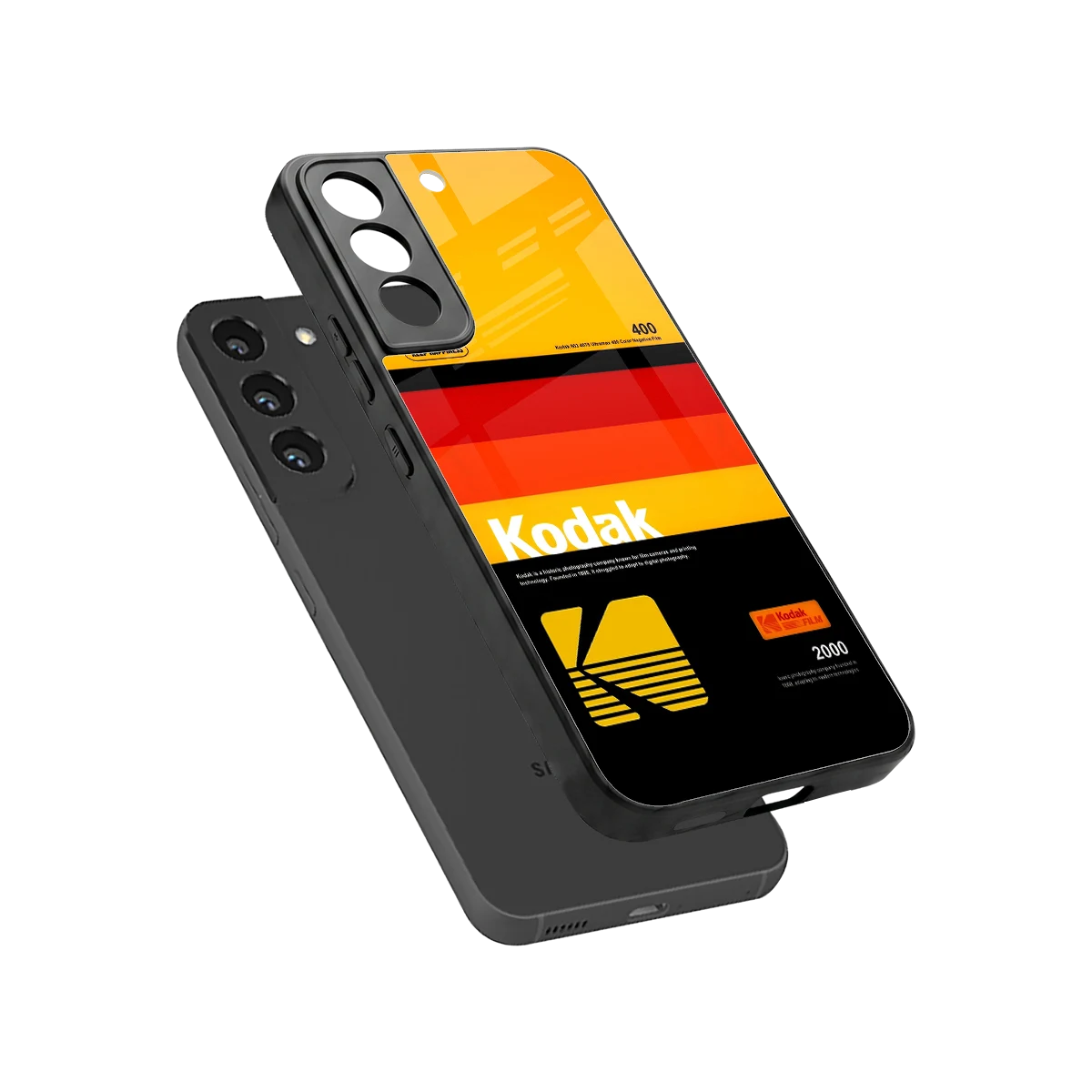 Keep Happiness Yellow sleek samsung galaxy s22 cover with tempered glass back and TPU edges