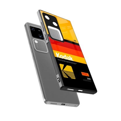Keep Happiness Yellow sleek vivo v30 cover with tempered glass back and TPU edges