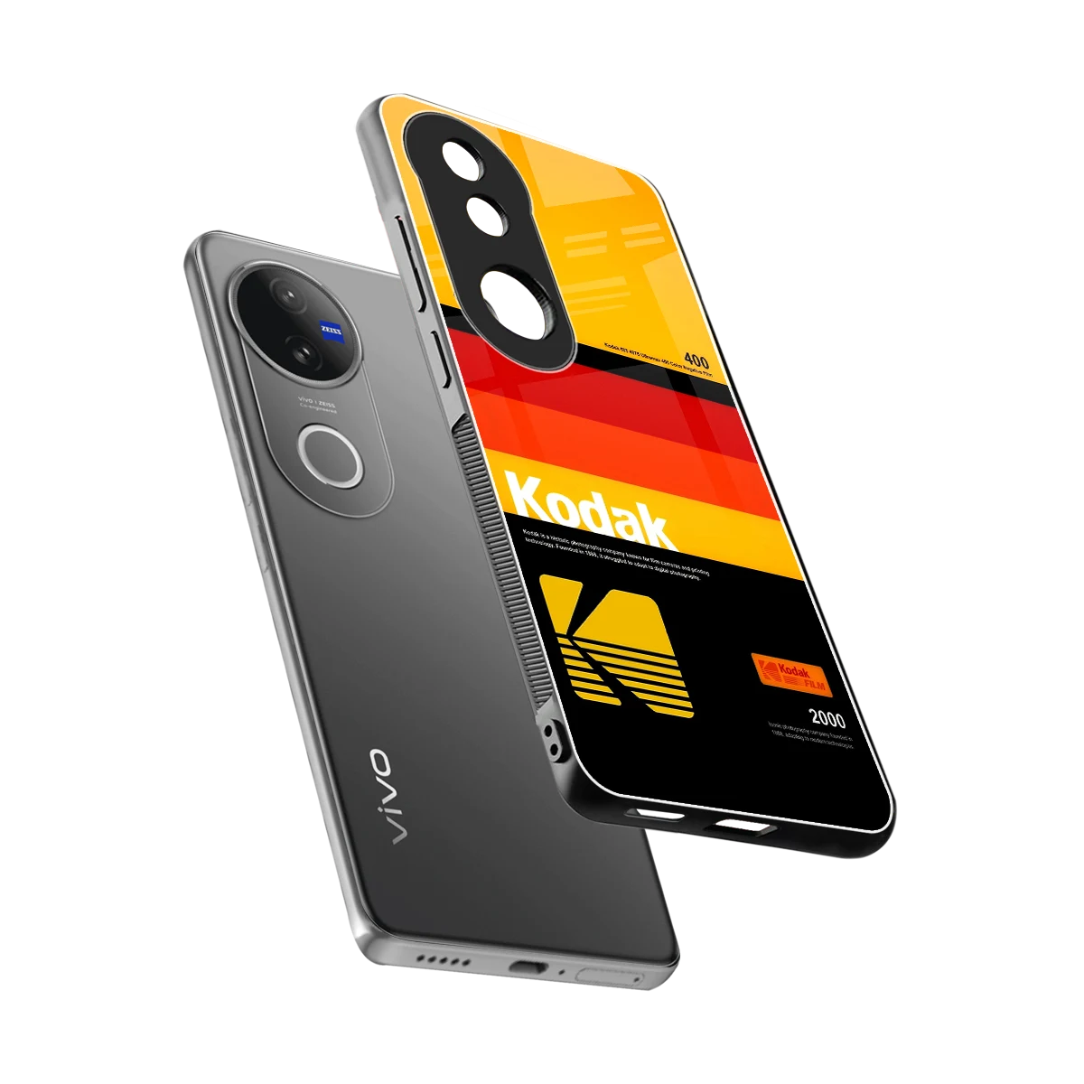 Keep Happiness Yellow sleek vivo v50 cover with tempered glass back and TPU edges