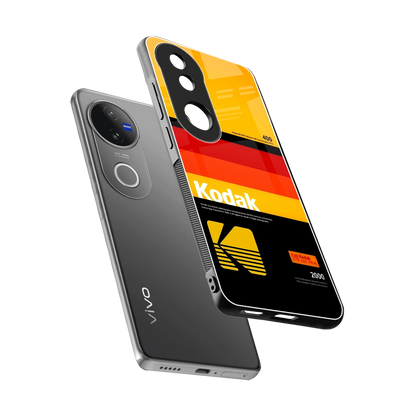 Keep Happiness Yellow sleek vivo v50 cover with tempered glass back and TPU edges