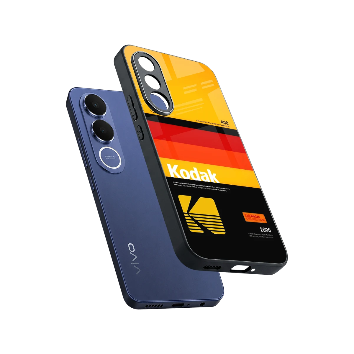 Keep Happiness Yellow sleek vivo v70 fe cover with tempered glass back and TPU edges
