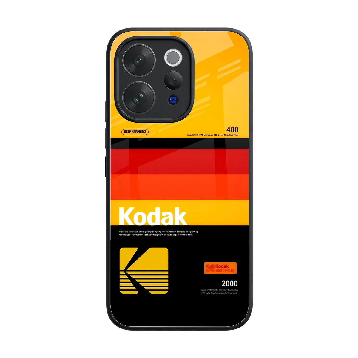 Keep Happiness Yellow back phone cover | glass case for vivo v70