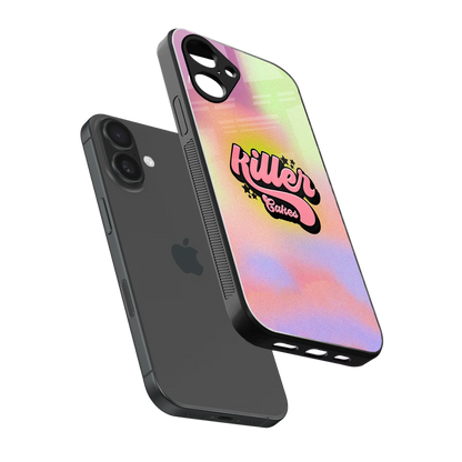 Killer Cakes sleek iPhone 16 cover with tempered glass back and TPU edges