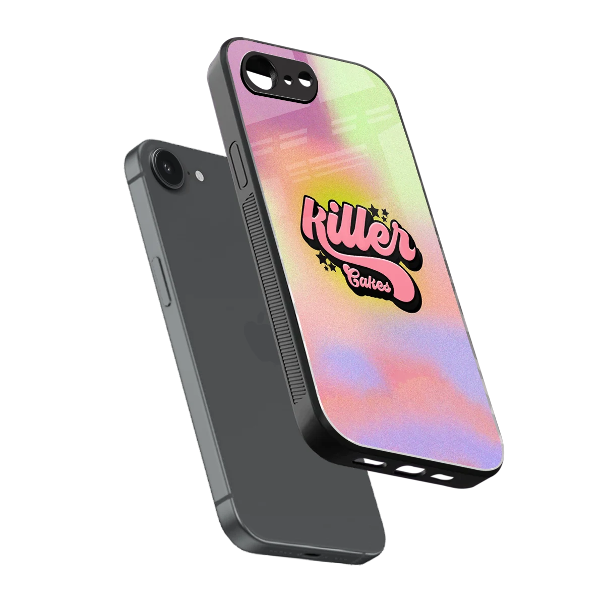 Killer Cakes sleek iphone 17e cover with tempered glass back and TPU edges