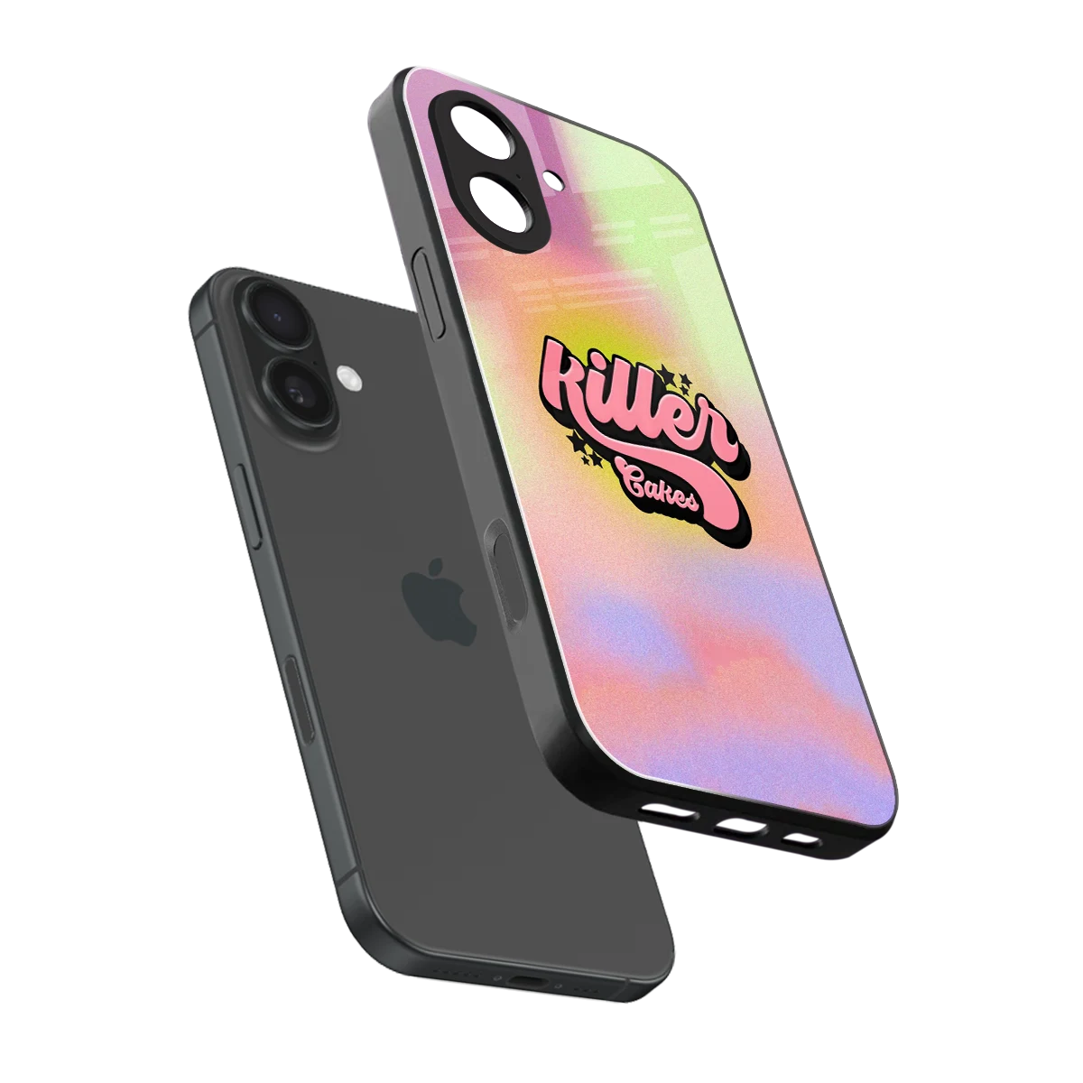 Killer Cakes sleek iphone 17 cover with tempered glass back and TPU edges