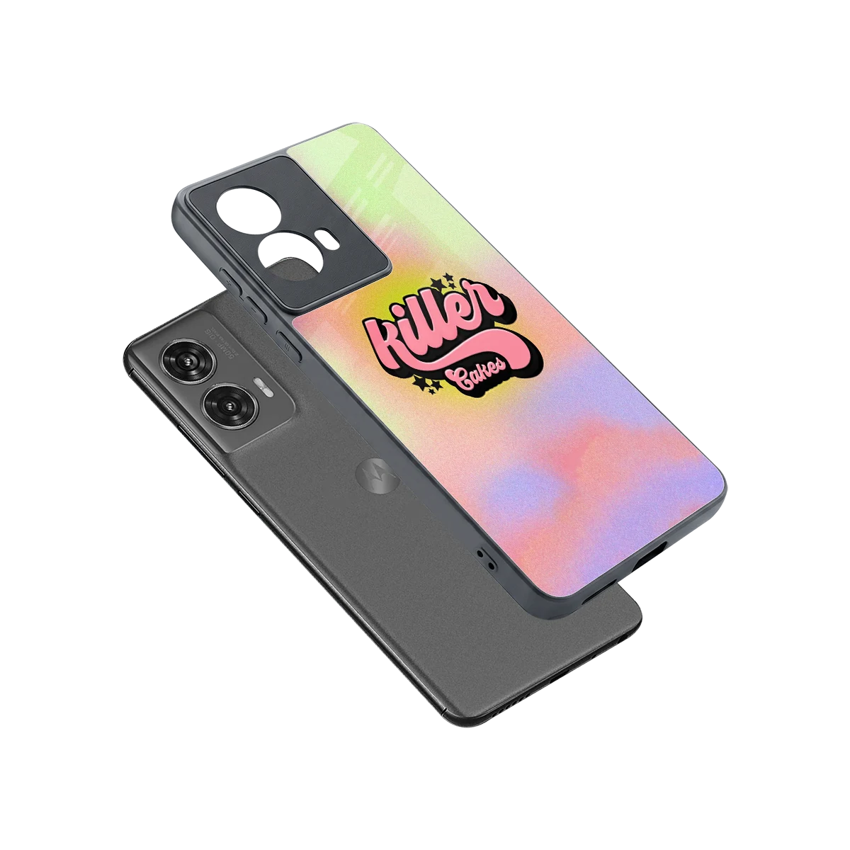 Killer Cakes sleek motorola edge 50 fusion cover with tempered glass back and TPU edges