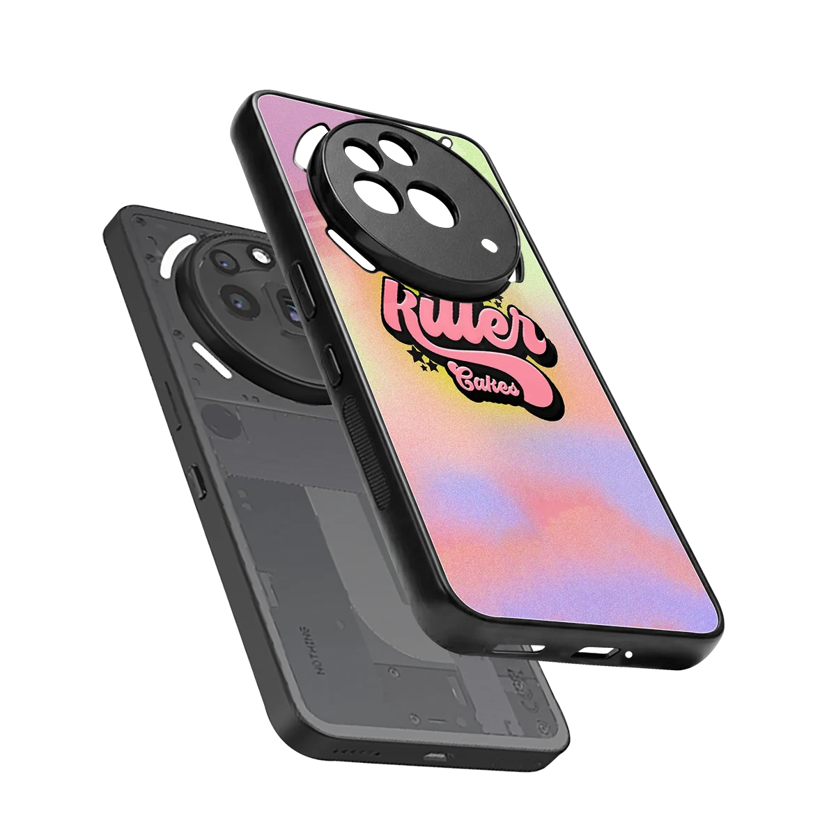 Killer Cakes sleek nothing phone 3a pro cover with tempered glass back and TPU edges