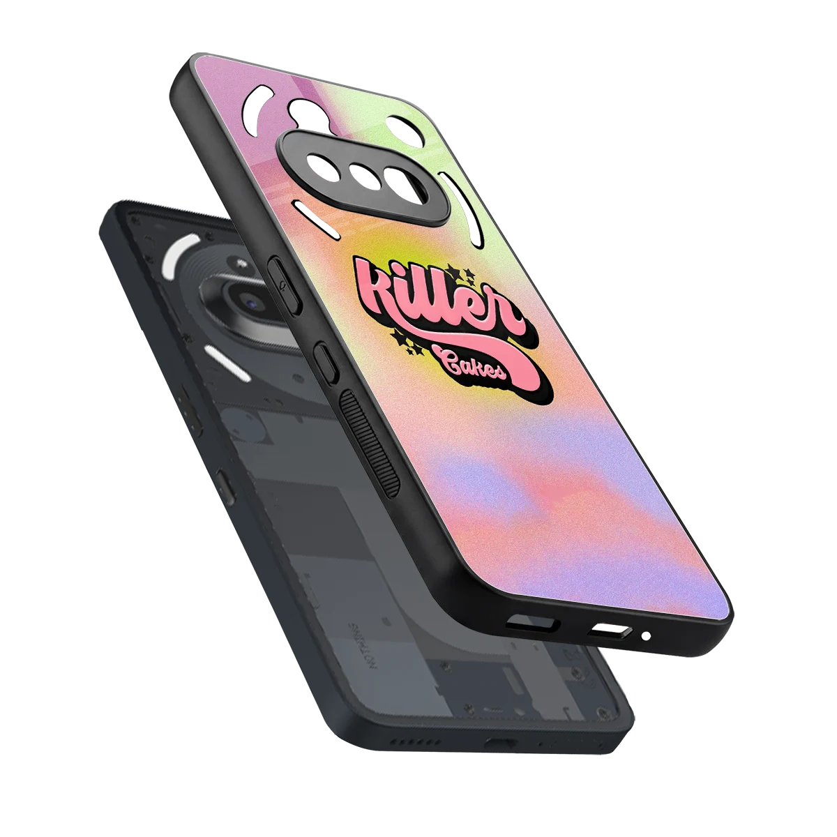 Killer Cakes sleek nothing phone 3a cover with tempered glass back and TPU edges