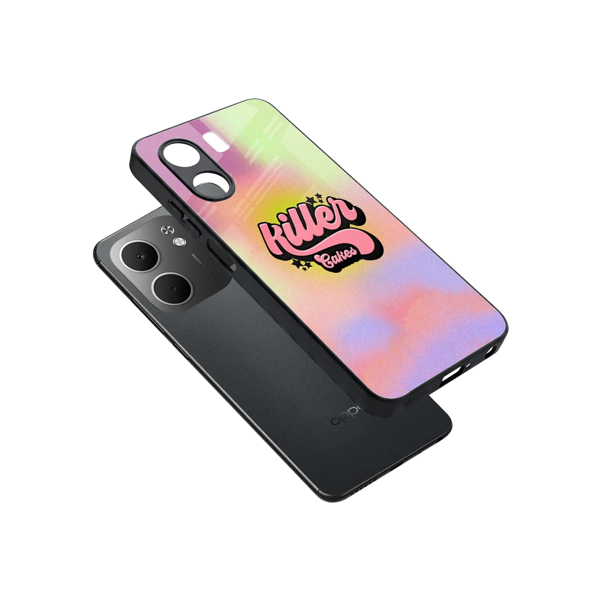 Killer Cakes sleek oppo a5x 5g cover with tempered glass back and TPU edges