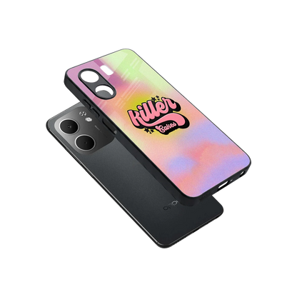 Killer Cakes sleek oppo a5x 5g cover with tempered glass back and TPU edges