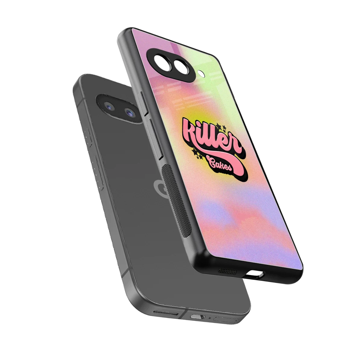 Killer Cakes sleek google pixel 9a cover with tempered glass back and TPU edges