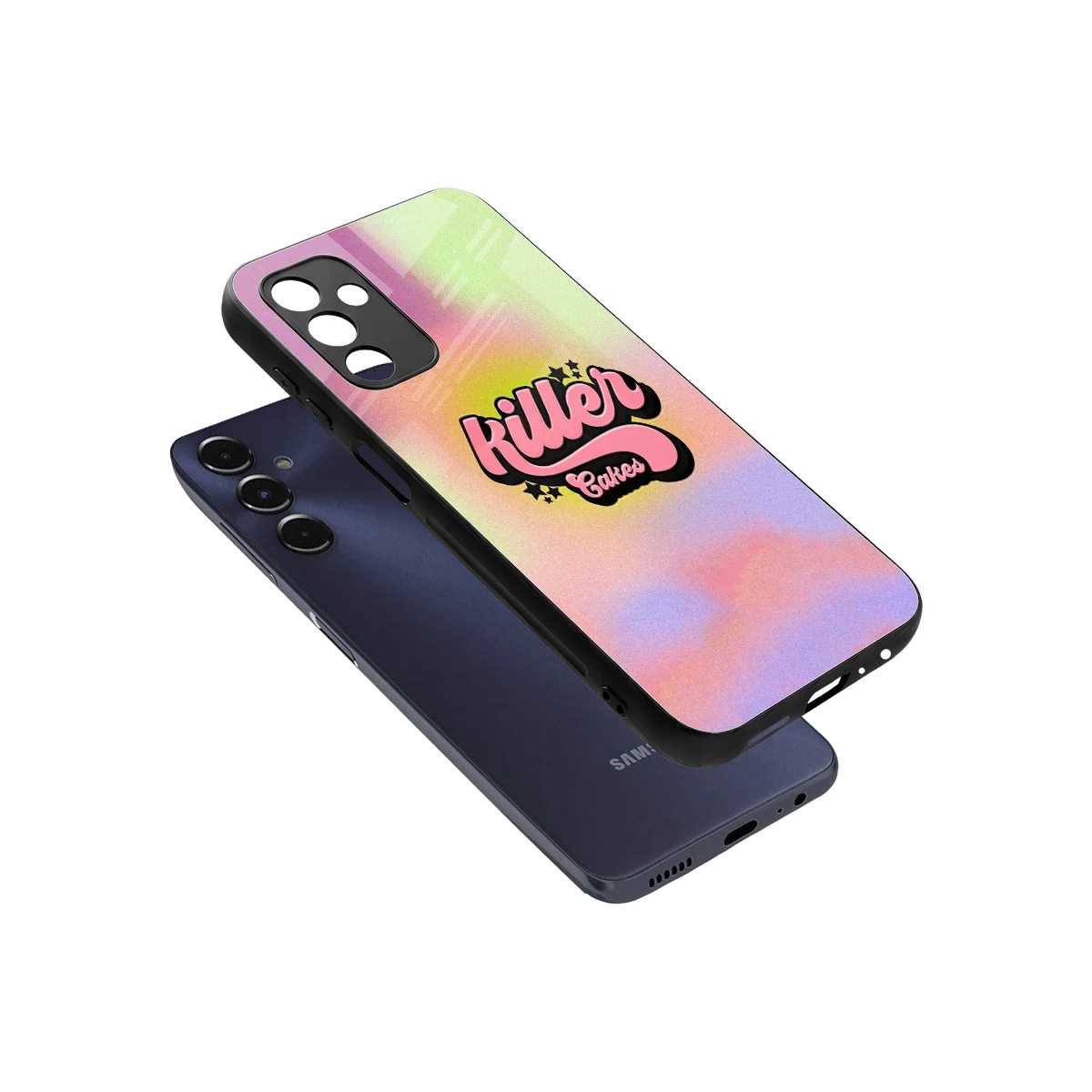Killer Cakes sleek samsung galaxy m14 5g cover with tempered glass back and TPU edges