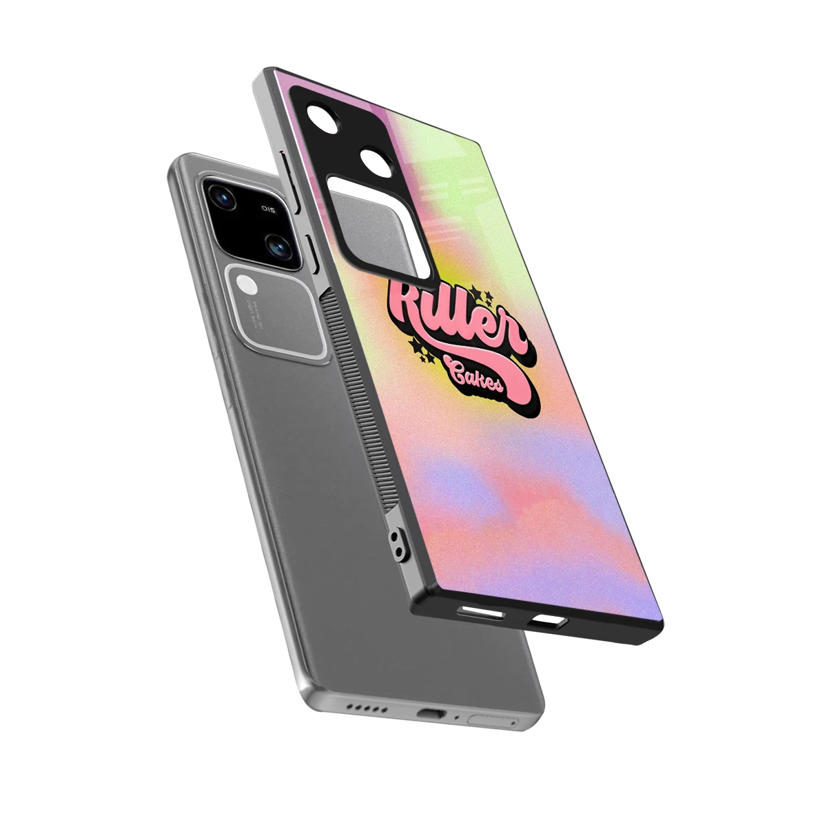 Killer Cakes sleek vivo v30 cover with tempered glass back and TPU edges