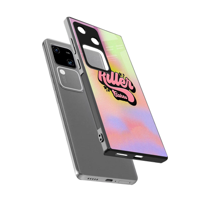 Killer Cakes sleek vivo v30 cover with tempered glass back and TPU edges