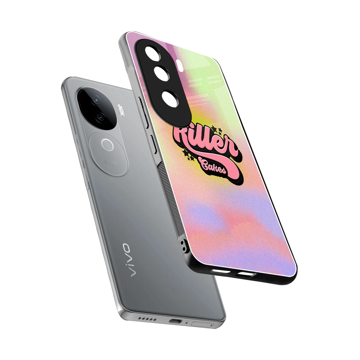 Killer Cakes sleek vivo v40e cover with tempered glass back and TPU edges
