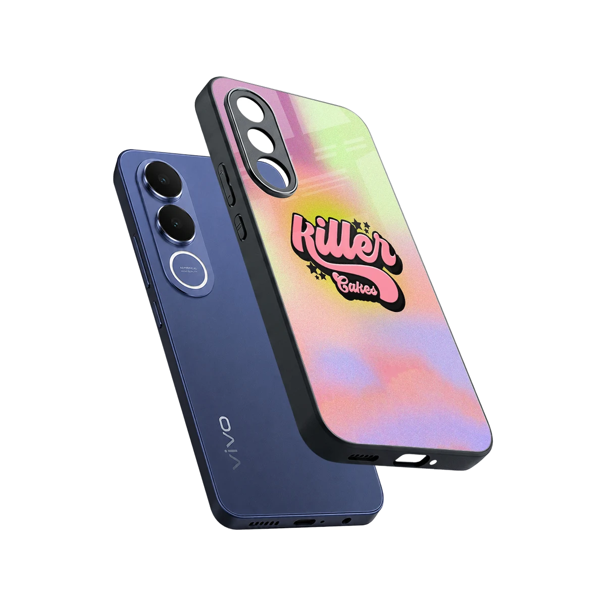 Killer Cakes sleek vivo v70 fe cover with tempered glass back and TPU edges