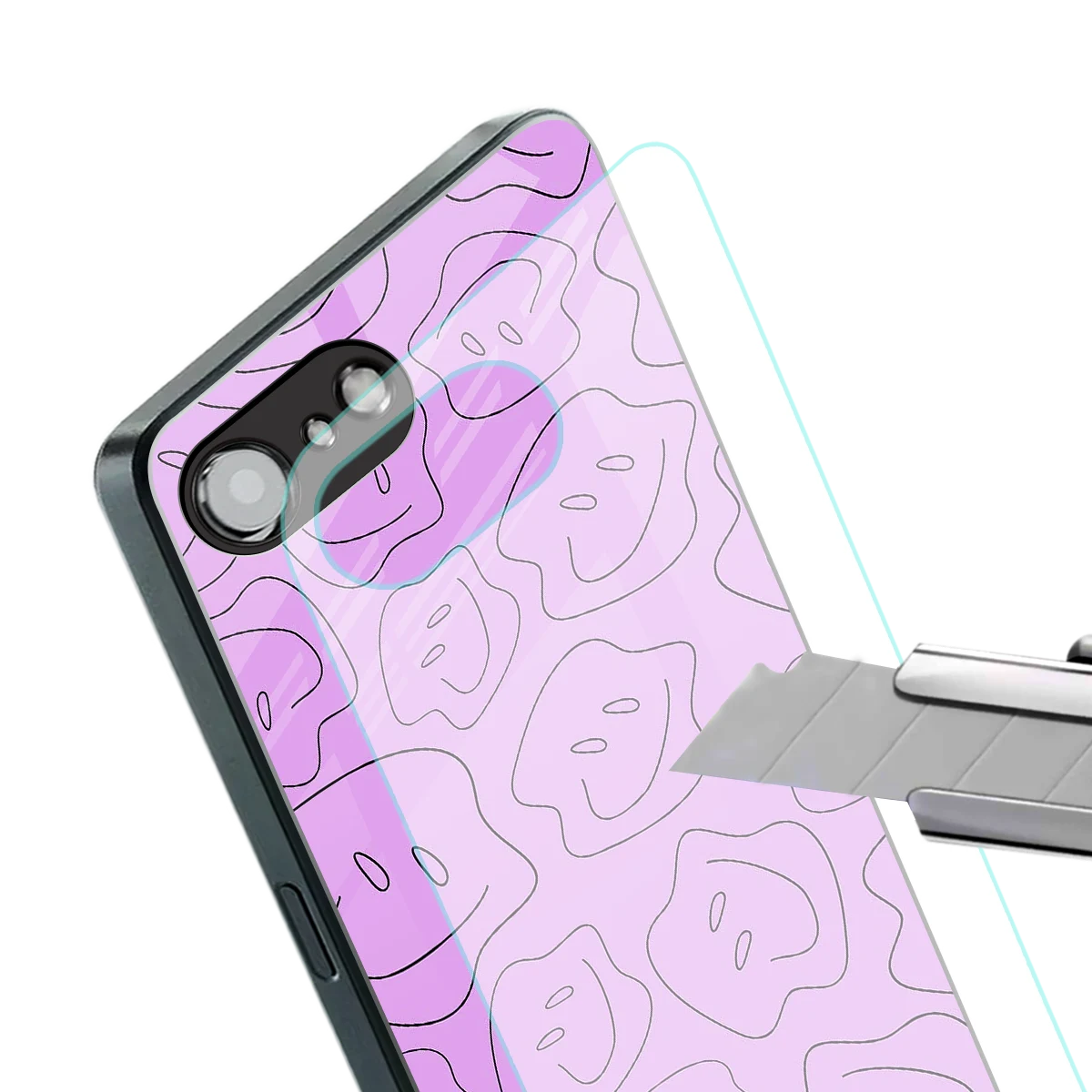 Kinda Sad Kinda Happy stylish phone case for iphone 17e | glossy glass and slim fit