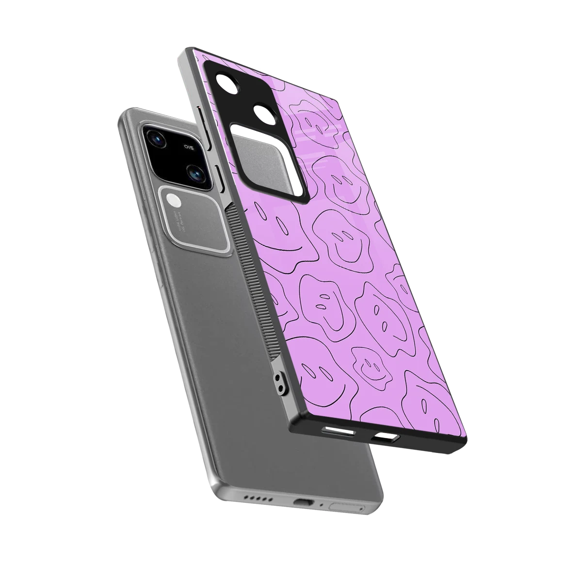 Kinda Sad Kinda Happy sleek vivo v30 cover with tempered glass back and TPU edges