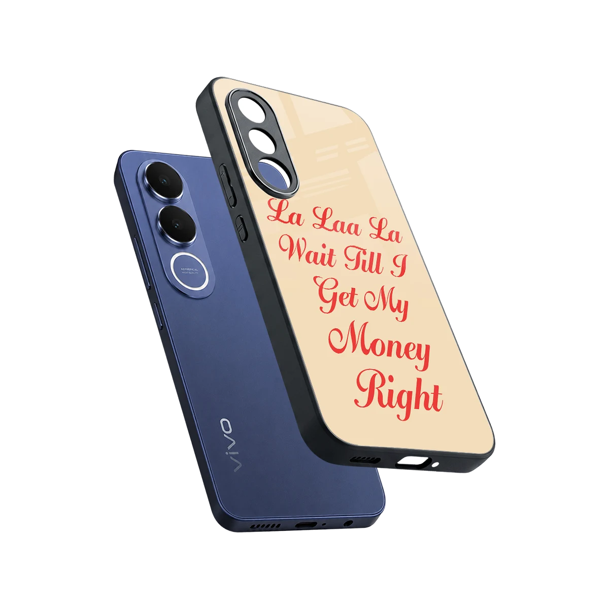 La Laa La sleek vivo v70 fe cover with tempered glass back and TPU edges