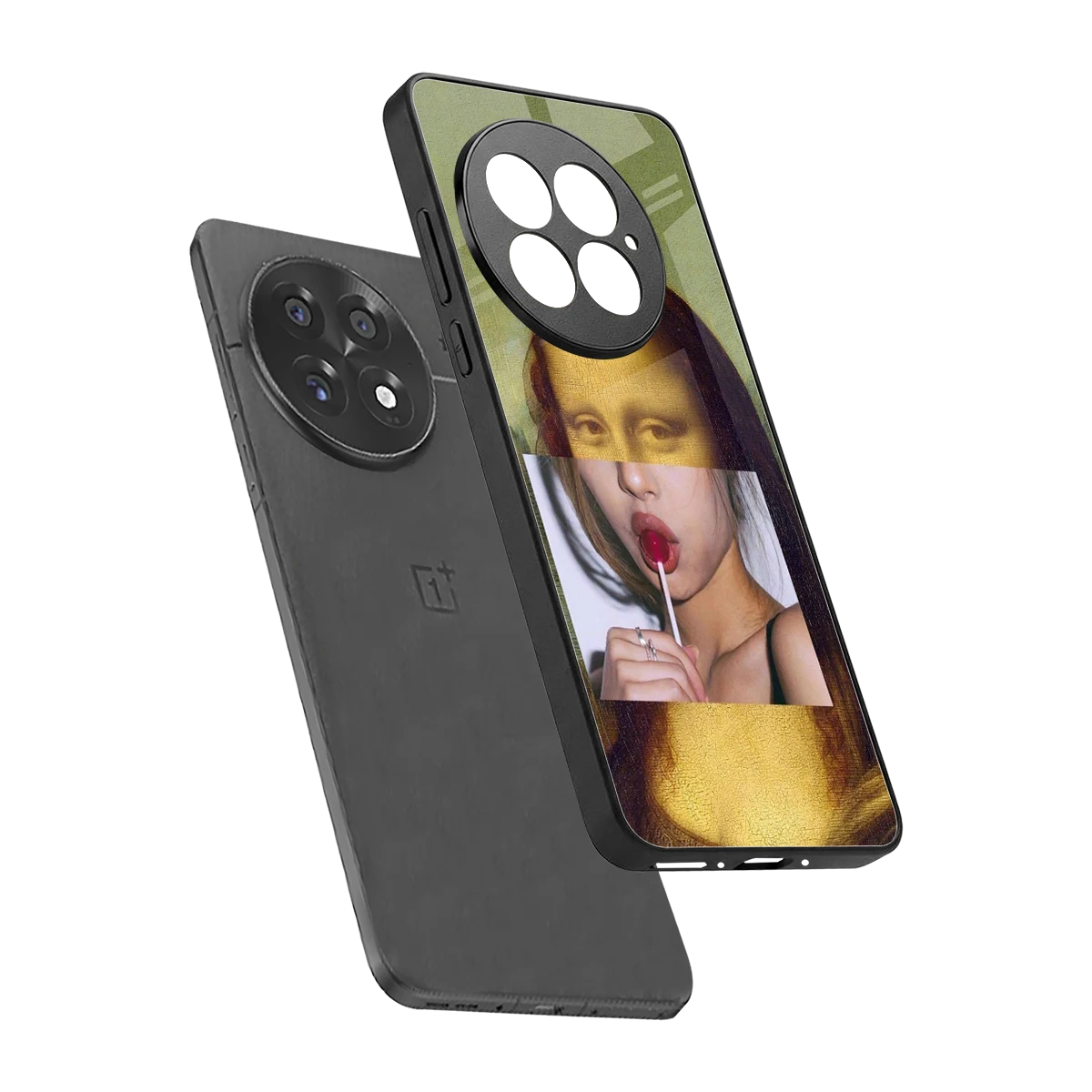 La Mona Lisa sleek oneplus 13 cover with tempered glass back and TPU edges