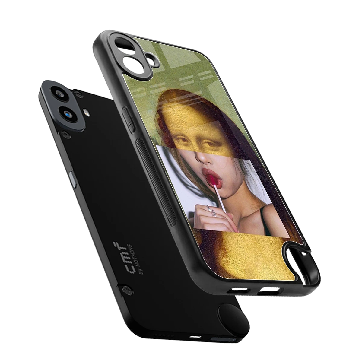 La Mona Lisa sleek cmf nothing phone 1 cover with tempered glass back and TPU edges