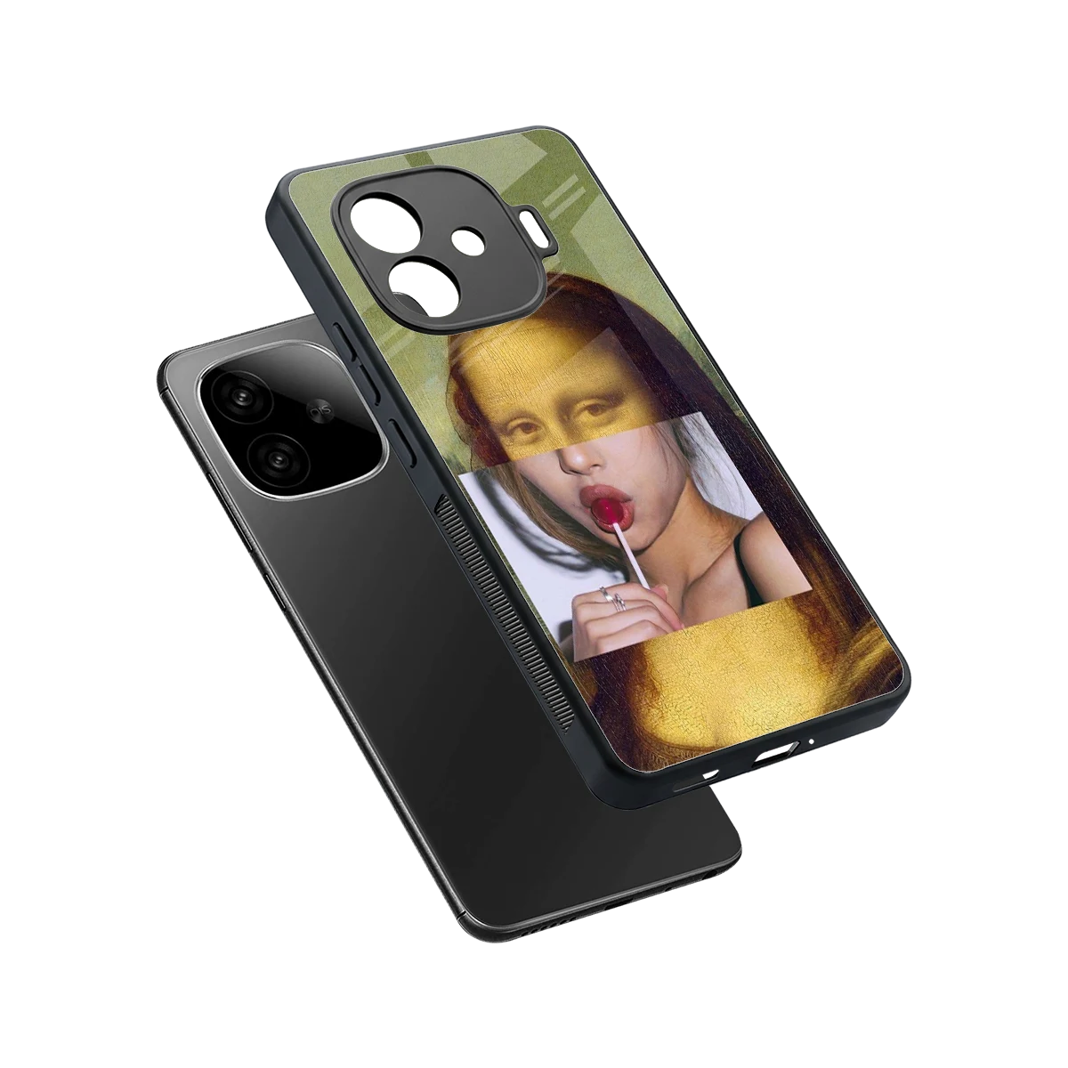 La Mona Lisa sleek iqoo neo 10r 5g cover with tempered glass back and TPU edges