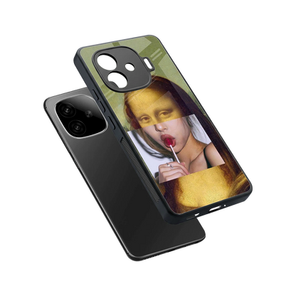 La Mona Lisa sleek iqoo neo 10r 5g cover with tempered glass back and TPU edges