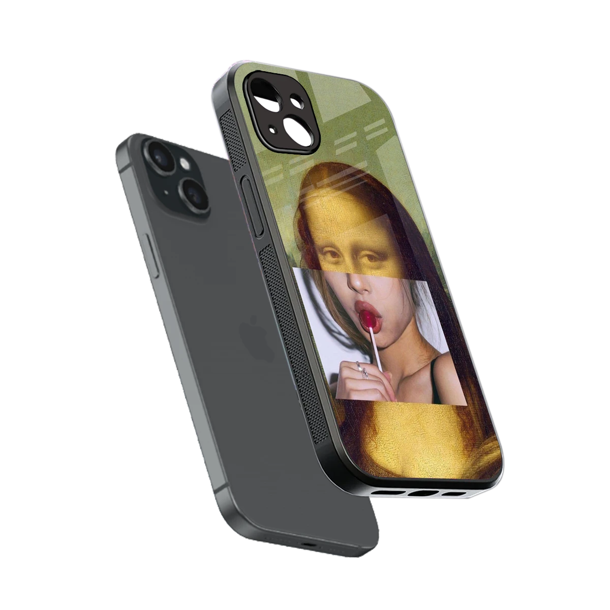 La Mona Lisa sleek iphone 14 plus cover with tempered glass back and TPU edges