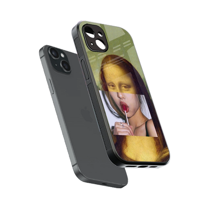 La Mona Lisa sleek iphone 14 plus cover with tempered glass back and TPU edges