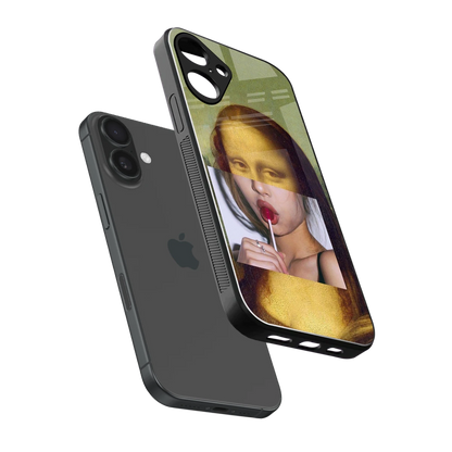 La Mona Lisa sleek iphone 16 plus cover with tempered glass back and TPU edges