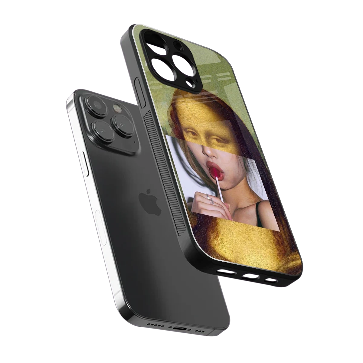 La Mona Lisa sleek iphone 16 pro max cover with tempered glass back and TPU edges