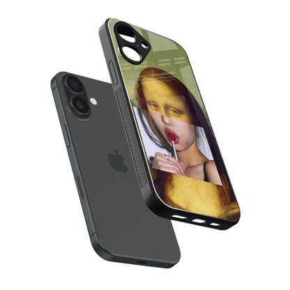 La Mona Lisa sleek iPhone 16 cover with tempered glass back and TPU edges