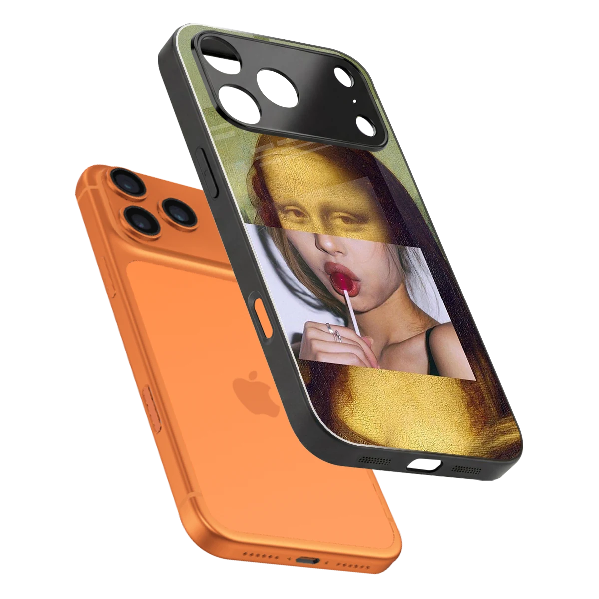 La Mona Lisa sleek iphone 17 pro max cover with tempered glass back and TPU edges