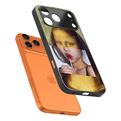 La Mona Lisa sleek iphone 17 pro max cover with tempered glass back and TPU edges