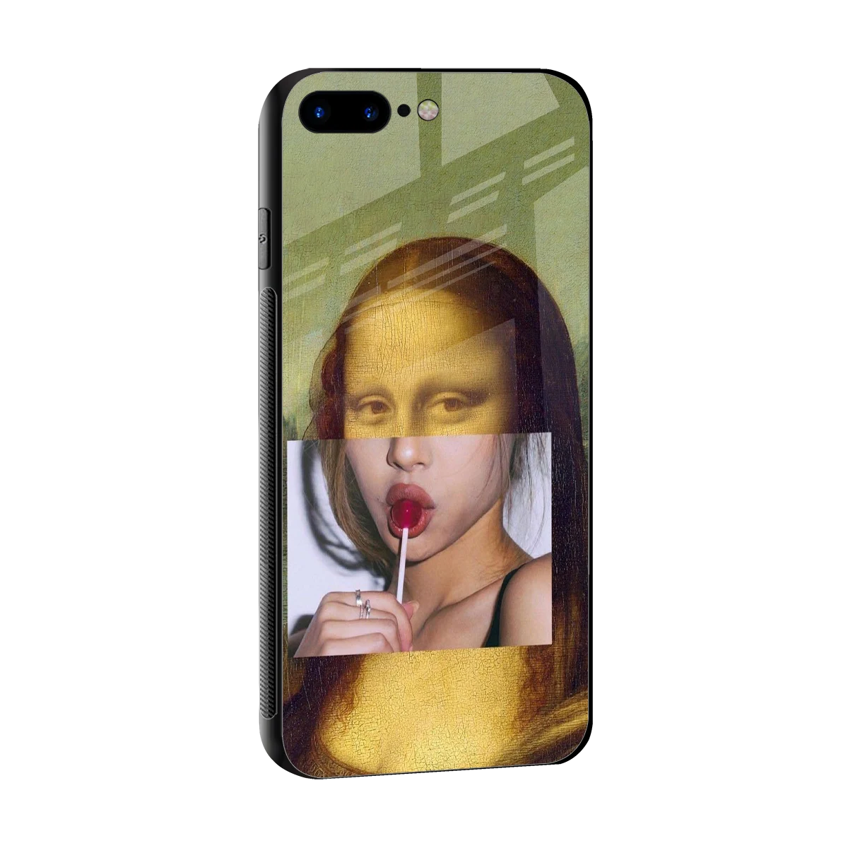 La Mona Lisa sleek iphone 8 plus cover with tempered glass back and TPU edges