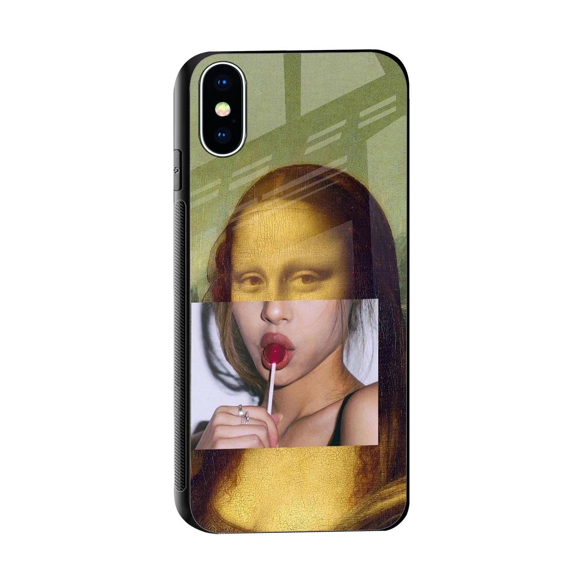 La Mona Lisa sleek iphone xs cover with tempered glass back and TPU edges