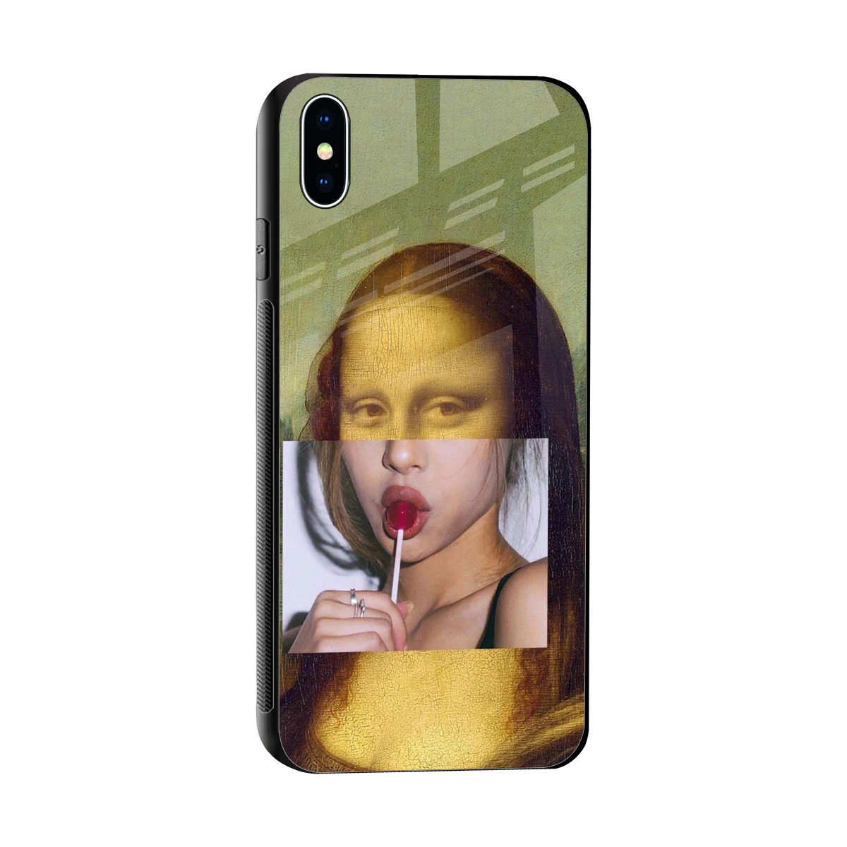 La Mona Lisa sleek iphone xs max cover with tempered glass back and TPU edges