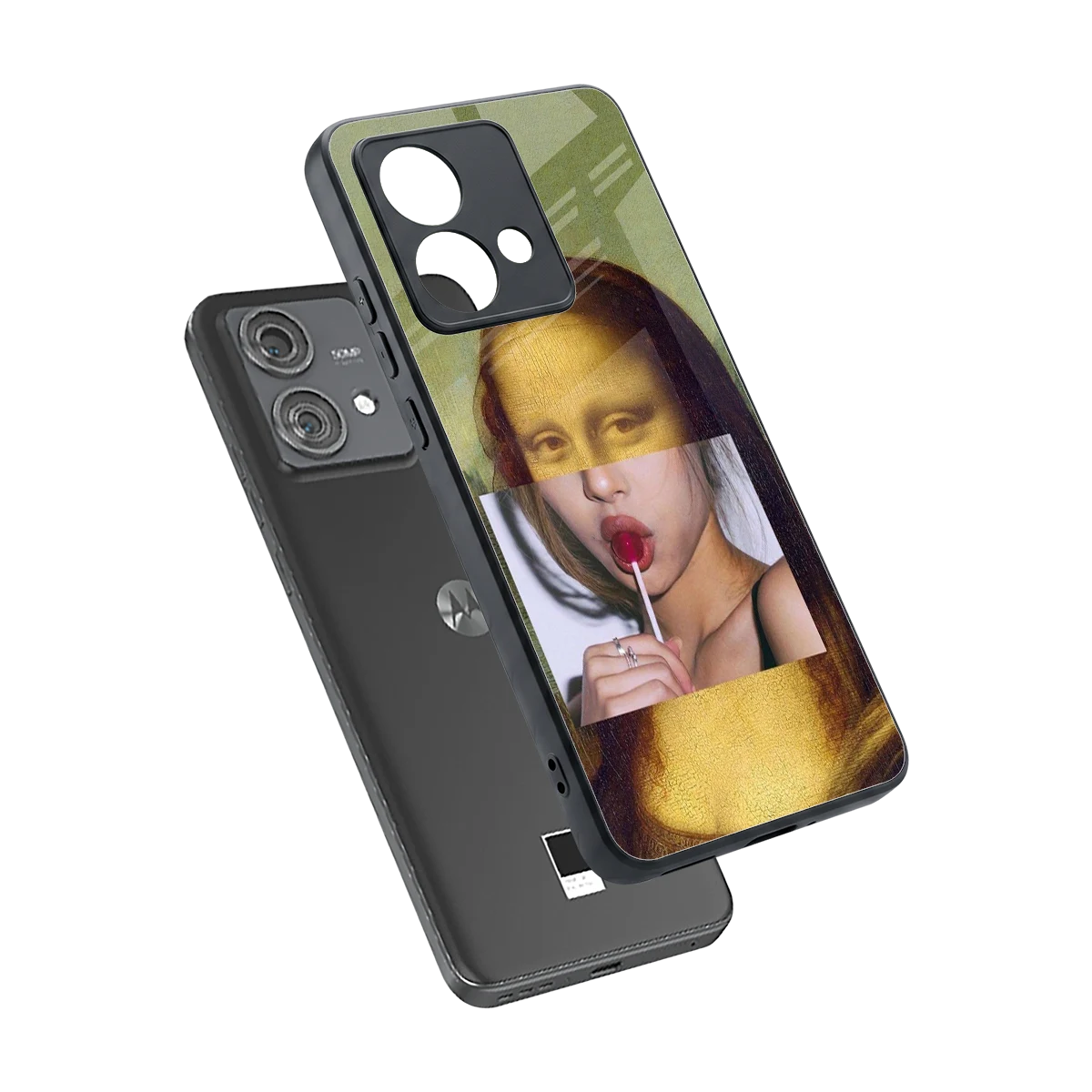 La Mona Lisa sleek motorola edge 40 neo 5g cover with tempered glass back and TPU edges