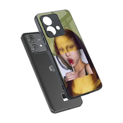 La Mona Lisa sleek motorola edge 40 neo 5g cover with tempered glass back and TPU edges