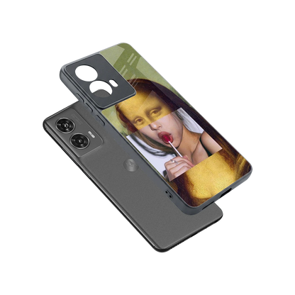 La Mona Lisa sleek motorola edge 50 fusion cover with tempered glass back and TPU edges